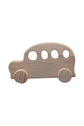 Cwwtoys Dostluk Otobüsü Boyasız Ahşap Oyuncak, Masif Kayın, 18 Ay+