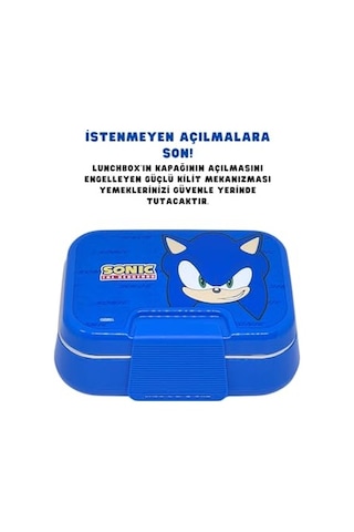 Bento 1030ml Lunchbox Sonic Lisanslı Tek Katlı 2 Bölmeli Paslanmaz Çelik Sefer Tası Yemek Kutu