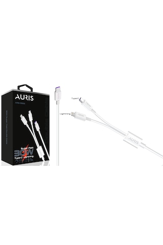 Auris 30w Usb C To Type C + Lightning Şarj Kablosu 2in1 Superfast