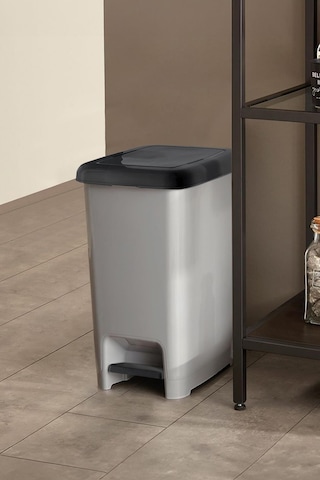 40 Litre Basmalı Çöp Kovası Gri