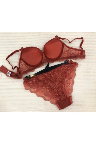 Umt Underwear Umt Kadın Dolgulu B Cup Balenli Telli Sütyen Takımı Kiremit