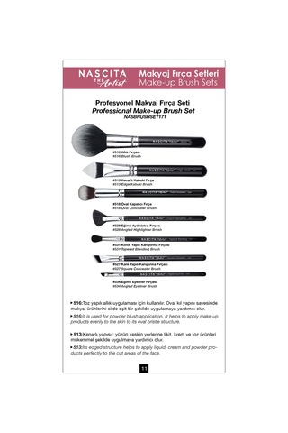 Nascita Artist Serie Profesyonel Makyaj Fırça Seti Nasbrushset171