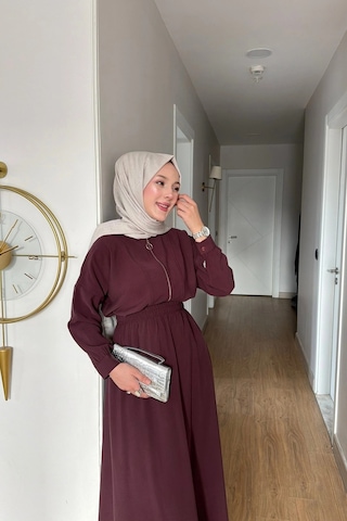 Mihran Butik Cupra Kumaş Bordo Kadın Elbise Etek Takım Bordo
