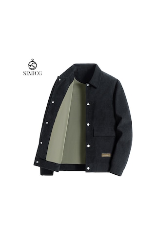 Moda Yönetici Dikey Çizgili Sıcak Kalın Erkek Ceketi Siyah