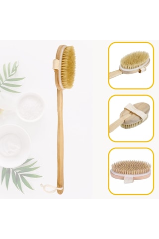 Buffer Doğal At Kılı Selülit Karşıtı Sapı Çıkabilen Ahşap Banyo Fırçası