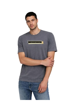 Arma Ar-ma Erkek Bisiklet Yaka Tişört Yazi Baskili Örme Kumaş Regular Fit %47 Modal %47 Pamuk %6 Likra 30/1 Penye Modal Full Likra Süprem Y31344473202 Gri-g3