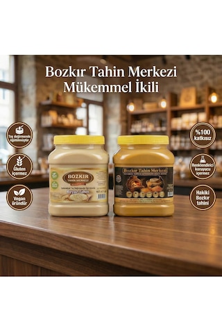 Bozkır Tahin Merkezi Altın Susam Kavrulmuş Tahini 930 Gr- Beyaz Tahin935gr Taş Değirmen&katkısız