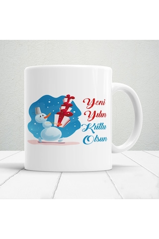 Yeni Yılın Kutlu Olsun Baskılı Yılbaşına Özel Hediyelik Kupa Bardak Beyaz