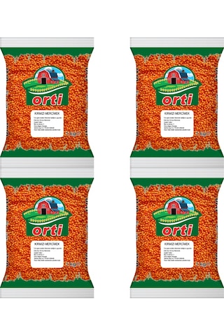 Orti Kırmızı Mercimek 1 Kg. x 4 Adet