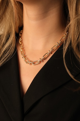 Çildan Womens Zirkon Taşlı Gold Zincir Kolye Altın
