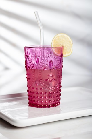 Akrilik Pembe Tekli Kısa Bardak & Su Meşrubat Kahve Yanı Bardağı 400 Ml Cam Değildir