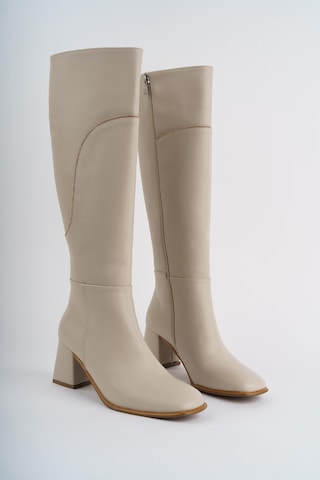 Muggo Ventarus Garantili Küt Burun Taş Detaylı Topuklu Kadın Çizme 001