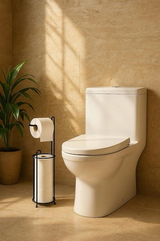 Ayaklı Siyah Tuvalet Kağıtlığı Peçetelik Tutacağı, Wc Kağıtlık Askısı Standı, 3 Yedekli Askılığı Siyah