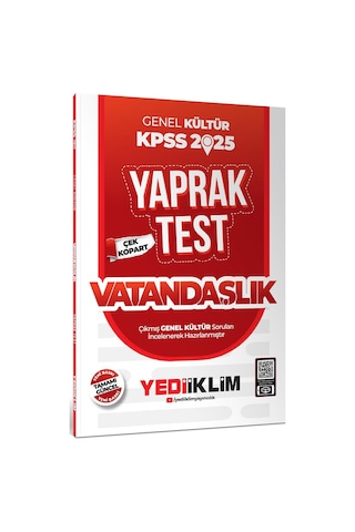 Yediiklim Yayınları 2025 Kpss Genel Kültür Vatandaşlık Çek Kopart Yaprak Test
