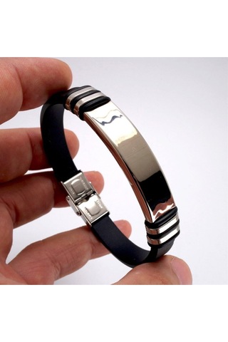 Erkek Kişiye Özel Isimli Çelik Kauçuk Bileklik Çelik