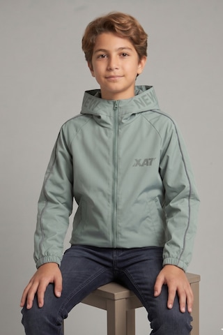 Erkek Çocuk Kapüşonlu Kolları Şeritli Baskılı Bondik Kumaş Mevsimlik Mont Mm5011 Mint