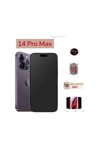 Apple Uyumlu iPhone 14 Pro Max Mat Hayalet Ekran Gizli Privacy Tam Kaplayan Kırılmaz Cam Seramik Ekran Koruyucu