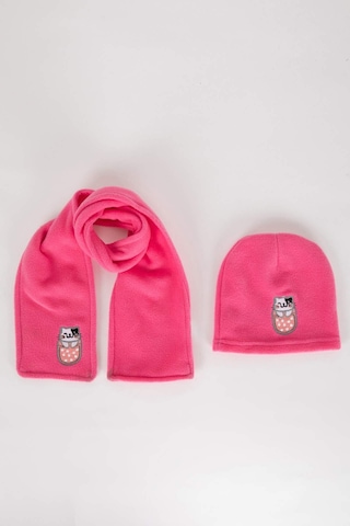 Defacto Kız Bebek 2'li Polar Atkı Bere Takım B4390A523WNPN110 Pembe