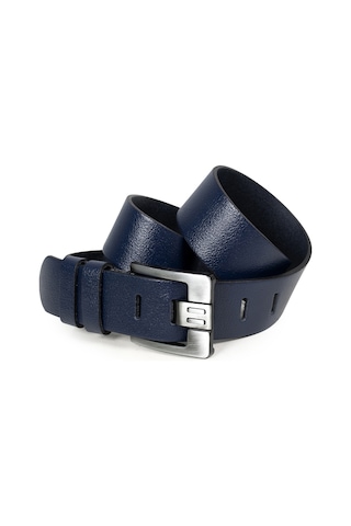 Deepsea Erkek Lacivert Özel Yapım %100 Hakiki Manda Derisi Kot Kemeri 4,5 Cm Kalın Dilli Orjinal Deri Kemer 1801312 Lacivert