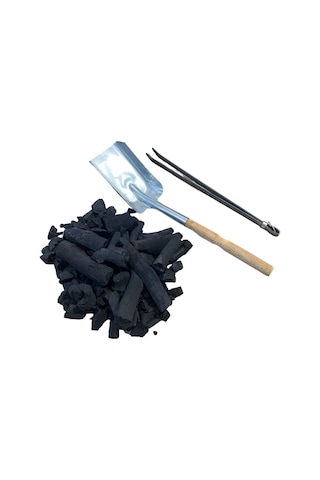 Mobilreyon Ateş Seti , 5 Kg Meşe Kömürü - Kürek - Mangal Maşa