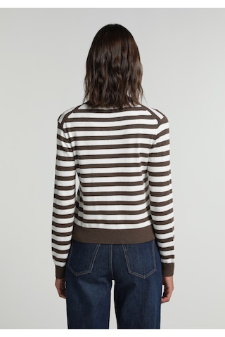 Colin's Colins Slim Fit Yuvarlak Yaka Çizgili Kadın Kahverengi Hırka Cl1082488 Q1.v2 Brw
