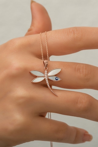 Papatya Silver 925 Ayar Rose Altın Kaplama Yusufçuk Gümüş Kolye