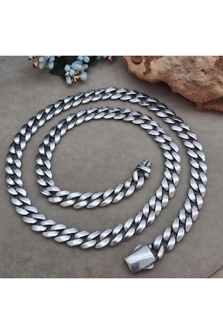 925 Ayar Gümüş Özel Kutu Kilitli Gurmet Model Erkek Kolye 8.75 Mm