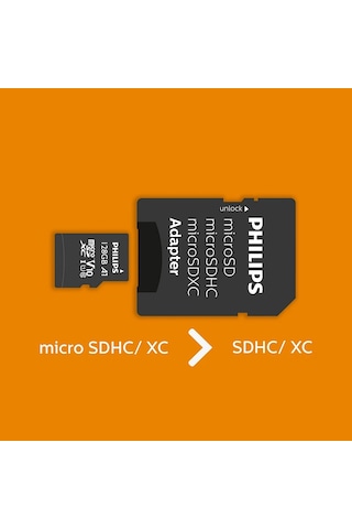 Phılıps Microsd 128gb Fm12mp45b/00 Class10 Hafıza Kartı