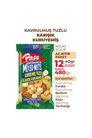 Paşa Kuruyemiş Kavrulmuş Karışık Lüx Kuruyemiş 12 x 40 G