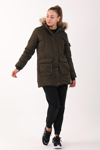 Maraton Sportswear Regular Kadın Kapşonlu Uzun Kol Basic Haki Parka 21418 Haki
