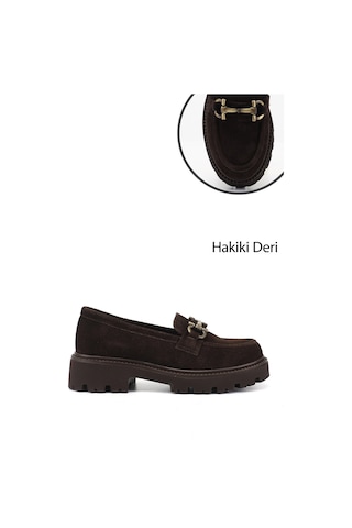 Gönderi(R) Gönderi R Kadın Kahve Süet Kalın Topuklu Tokalı Hakiki Deri Loafer Ayakkabı Gdza13424352 Kahverengi