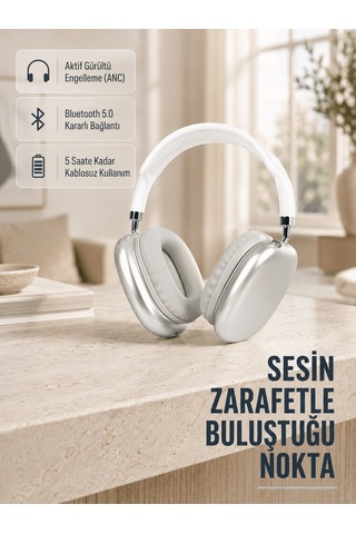 Bluetooth 5.0 Kulak Üstü Kulaklık Uzamsal Ses, Gürültü Engelleme, Ergonomik Tasarım Aklby-bsva58