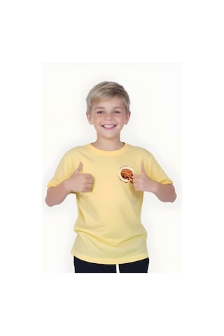 Panios Kids Basketball Baskılı Erkek Çocuk Kısa Kollu Tişört Sarı
