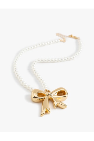 Koton İnci Choker Kolye Fiyonk Çelik Karışımlı Altın 5wak70773aa Altın Rengi