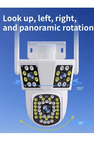 6mp 3 Lensli Wifi Ptz Kamera 10x Zoom 360 Görüş Ip66 Gece Görüş Su Geçirmez Güvenlik Kamera