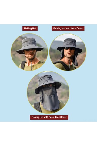 Springsun "yazlık Geniş Kenarlı Uv Koruma Şapkası - Çıkarılabilir Yüz Ve Boyun Flaplı, Outdoor Aktiviteler İçin" Yeşil