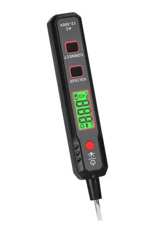 Jeehugo Akıllı Kontaklı Elektrik Test Kalemi: Lcd Ekranlı, Ac Gerilim Tespiti, Sıfır-aktif Tel Tanıma, Kesik Nokta Tespiti, Işık Ve Sesli Alarm, El Feneri Aaa Pil Dahil Değil Siyah