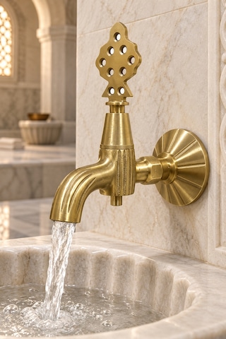 Altın Pirinç 180 Çevirmeli Hamam Kurnası Musluğu Dekoratif Hamam Banyo Sauna Osmanlı Çeşmesi