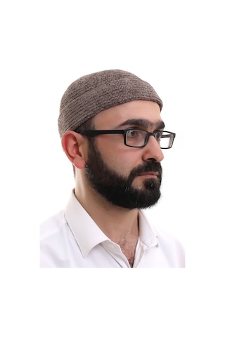 Kahverengi Katlamalı Sade Desen Kışlık Kadife Takke Şapka Kahverengi