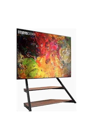 Fitueyes Tv Standı 75 100", Ayarlanabilir Yükseklik, Döndürülebilir, 85 Kg Tv Ünitesi Kahverengi