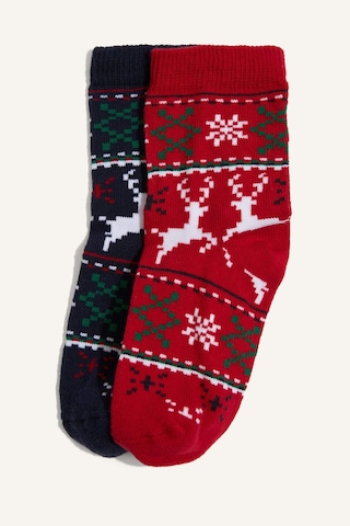 Defacto Erkek Bebek Yılbaşı Temalı Dikişsiz 2li Pamuklu Uzun Çorap G3991a5nskr1 Çok Renkli-kr1