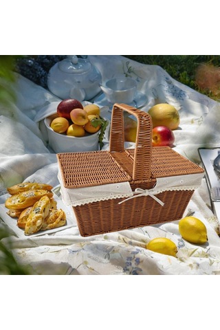 Homyl Taklit Rattan Piknik Sepeti Dokuma Meyve Stil B