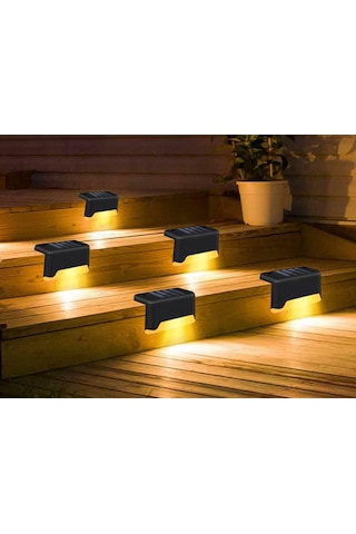 Solar Güneş Enerjili Şarj Edilen Köşebent Merdiven Bahçe Led Lamba 4 Adet