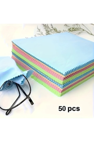 Fochsia 50 Parça Süet Gözlük Temizleyici Mikrofiber Lens Cep Telefonu Ekranı Temizleme Bezi