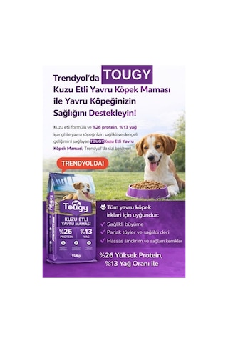 Tougy Kuzu Etli En İyi Yavru Köpek Maması 15 Kg %26 Protein %13 Yağ Hassas Sindirim,