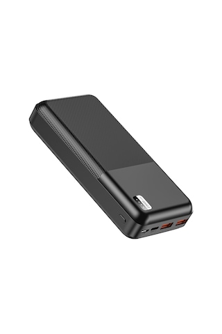 20000 Mah Powerbank Çift Usb Ve Type-c Çıkışlı, Led Göstergeli, Qc 3.0 Hızlı Şarjlı Kesintisiz Güç Siyah