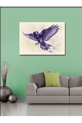 Kanvas Tablo Mor Kuş Sanatı 100cmx140cm