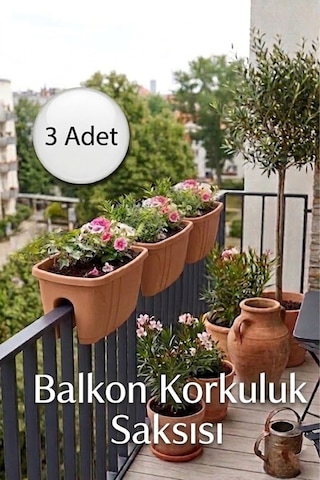 Dekoratif Balkon Korkuluk Saksısı 3'lü Takım -