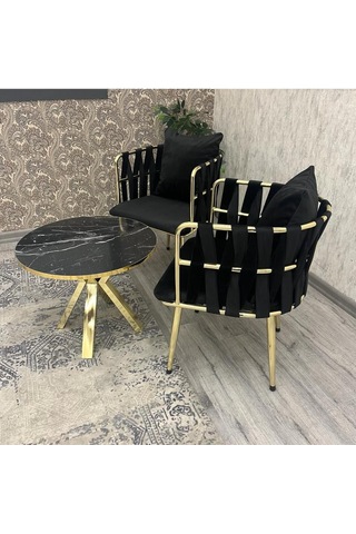 Balkon,teras,kafe,çay Seti İkili Takım Gözde Çay Seti Takımı Siyah Gold Siyah Gold