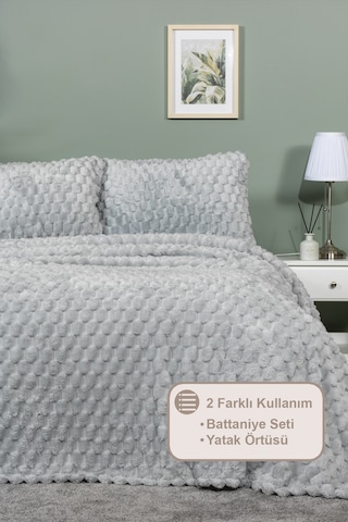 Elart Polen Battaniye Seti Tek Kişilik Wellsoft 2 Parça 180x240 Cm Gri Gri